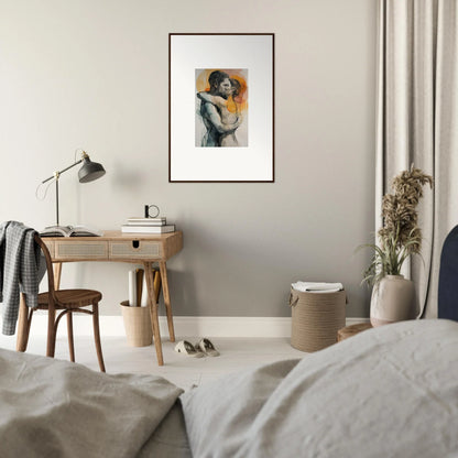 Framed wall art of a figure in sketchy style, suitable for morning dichotomy room decor