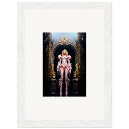 Framed wall art of a figure in pink armor, perfect for pastry vanguard room decor