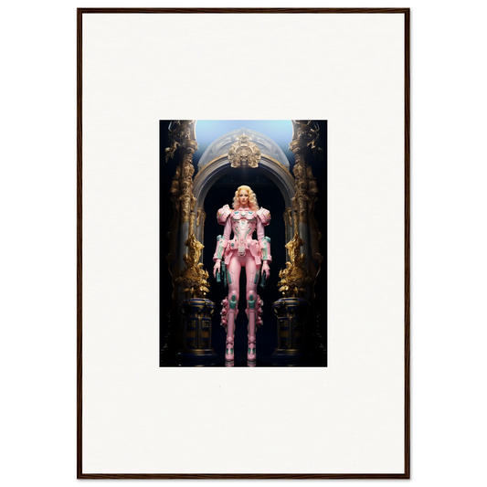 Framed wall art of a figure in pink costume, ideal for Pastry Vanguard room decor