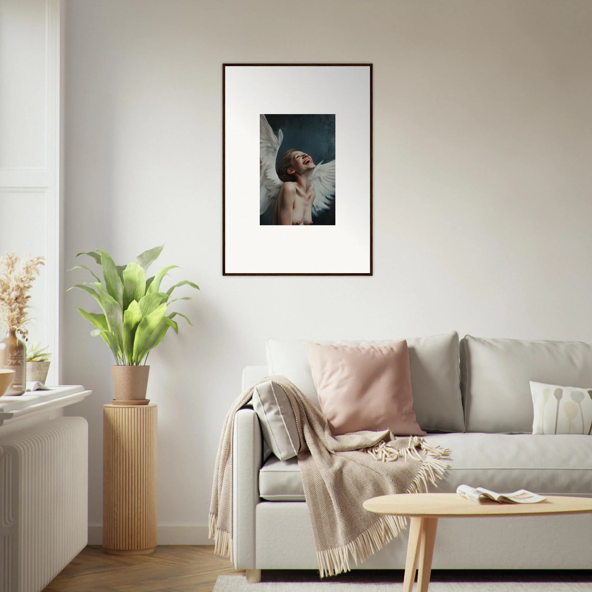 Framed wall art featuring a figure with uplifted arms for stylish room decor, Wing Time