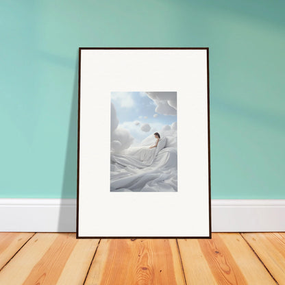 Framed wall art of a figure in white fabric, perfect for cotton dream room decor