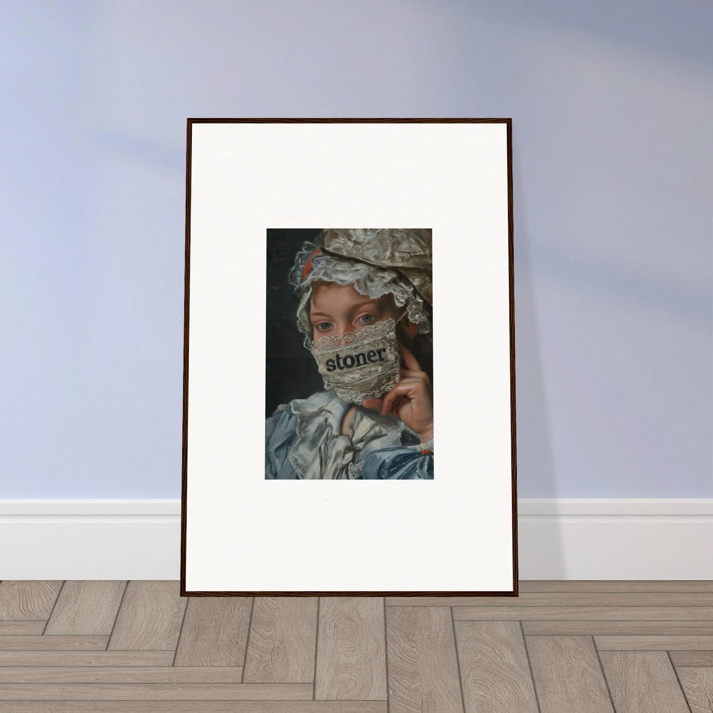 Framed wall art featuring a figure and the word stoner, perfect for Metamorphose Bliss room decor