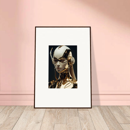 Framed wall art of a golden humanoid figure for unique room decor in Botanical Sonata