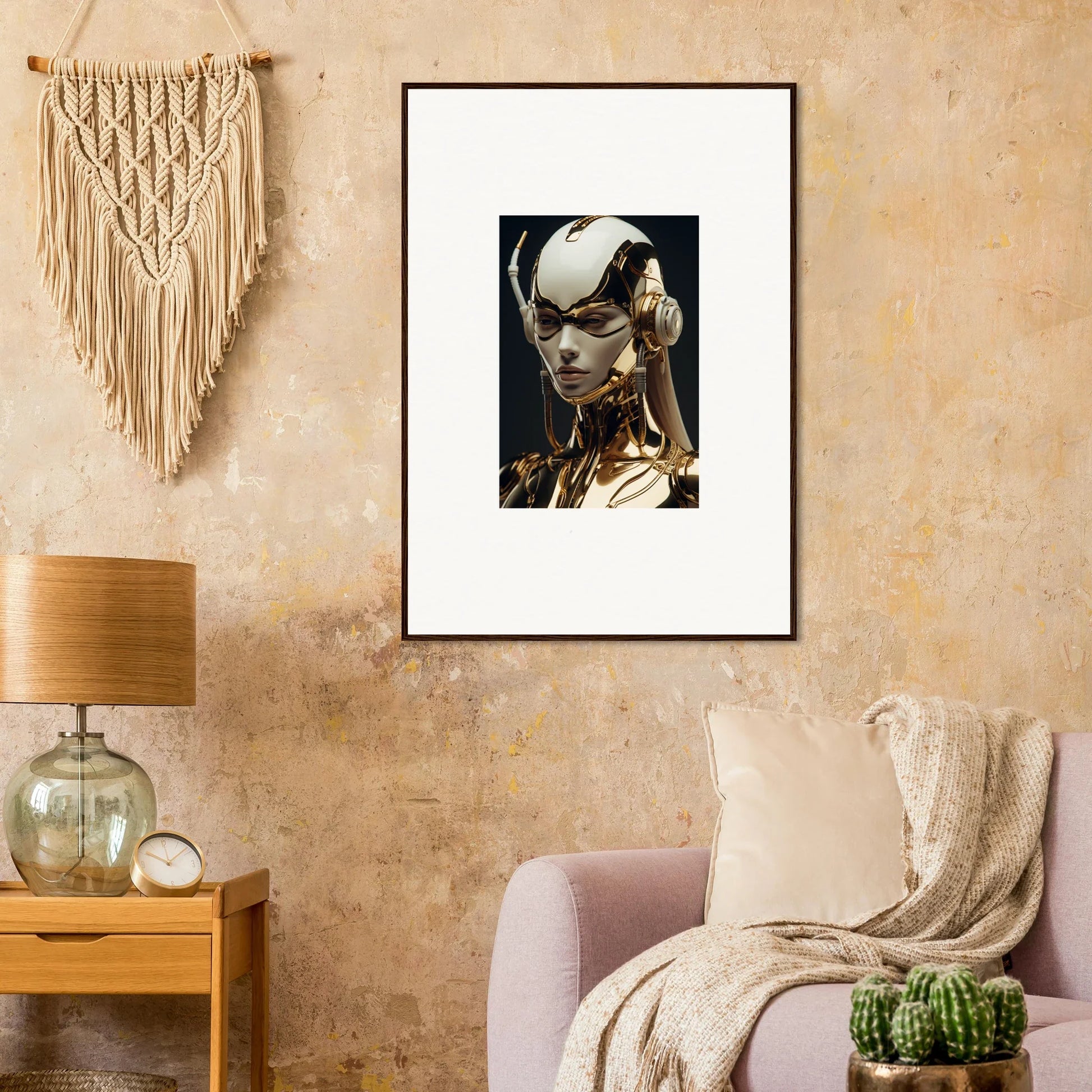 Framed wall art of a futuristic robotic figure for stylish room decor, Botanical Sonata