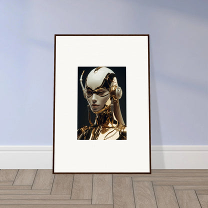 Futuristic robotic figure framed wall art for unique room decor in Aurora Botanical Sonata