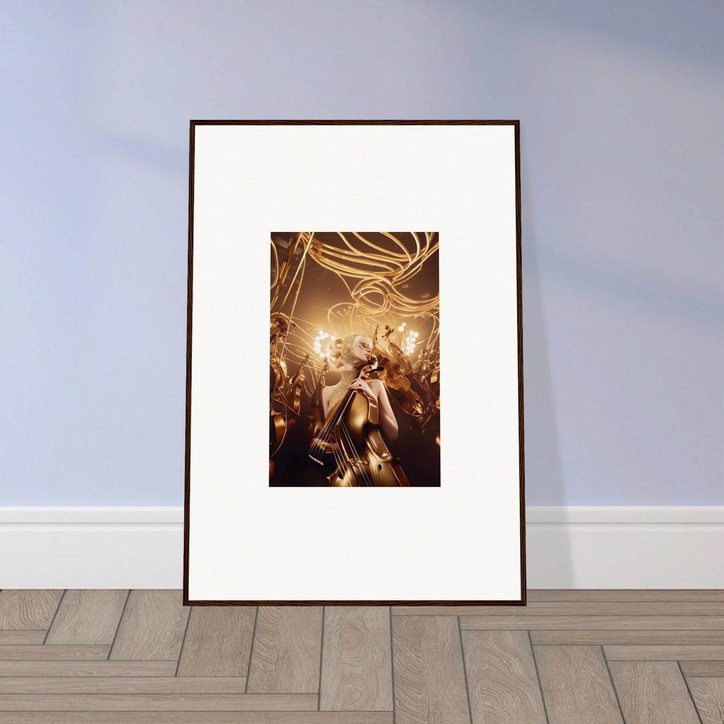 Framed wall art showing a golden-hued party scene, perfect for Room Decor and Harmony Enigma