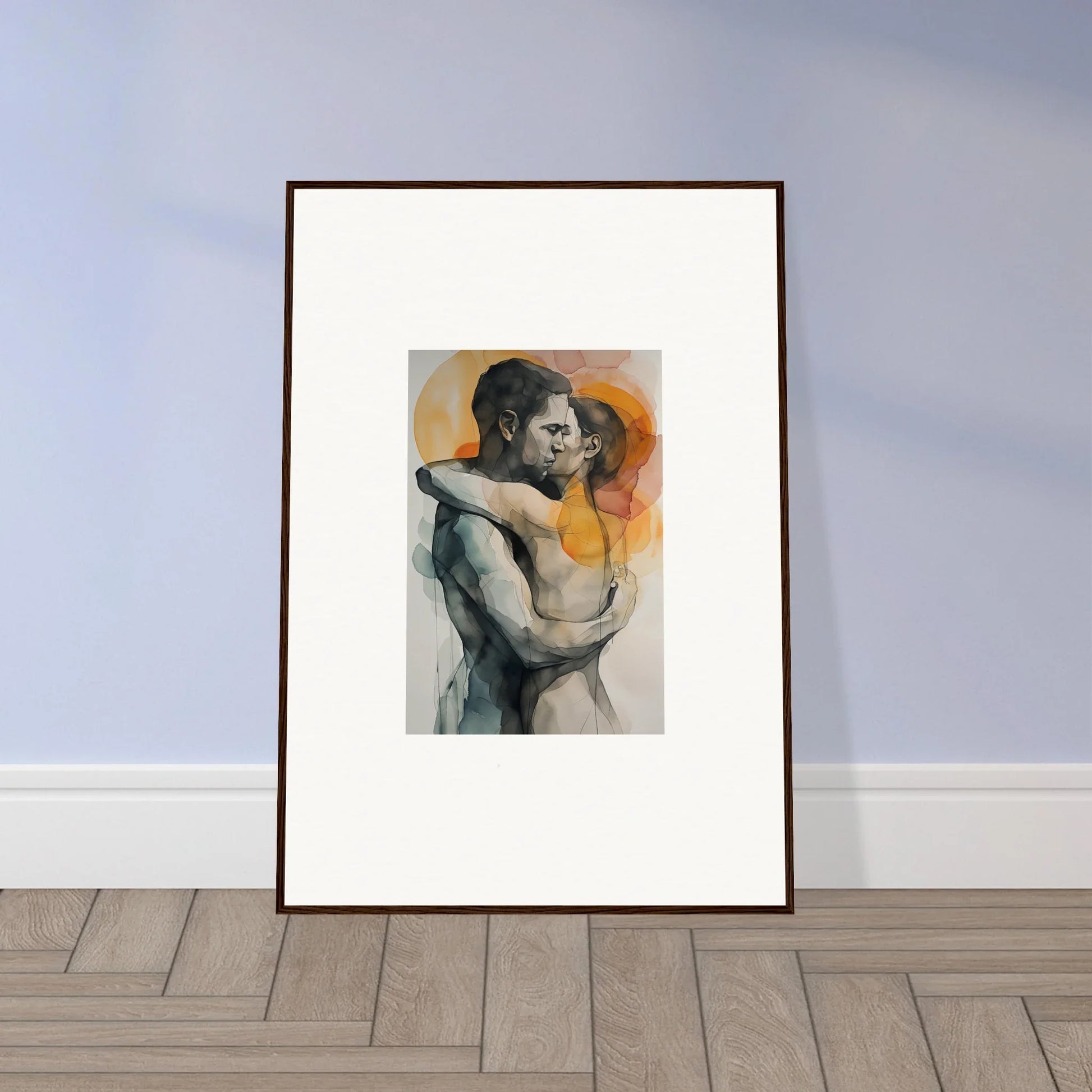 Framed wall art of intimate embrace, perfect for morning dichotomy room decor