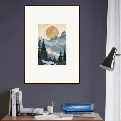 Framed wall art of a mountainous landscape in Alpine Serenade for stylish room decor