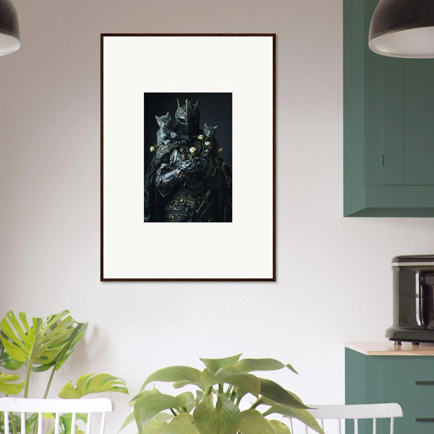 Framed wall art of dark, moody cats perfect for unique room decor