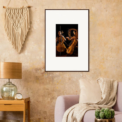 Framed wall art of musicians with string instruments for stylish room decor