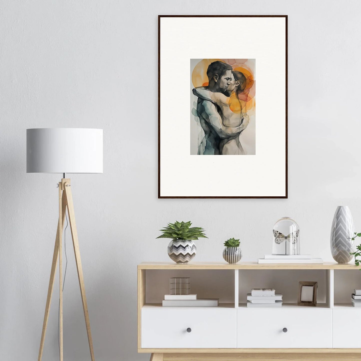 Framed wall art featuring an abstract nude figure, perfect for morning dichotomy room decor