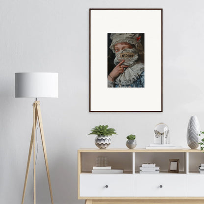 Framed wall art of a person holding a book, perfect for Marvel Muse room decor