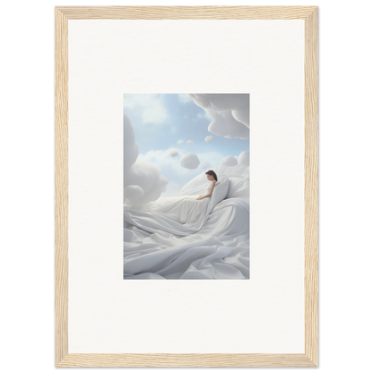 Framed wall art of a person on white fabric, perfect for a cotton dream room decor