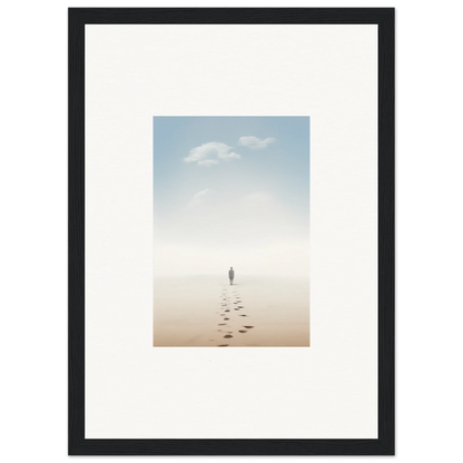 Framed wall art featuring a solitary figure on a misty beach, entwined nostalgia for room decor