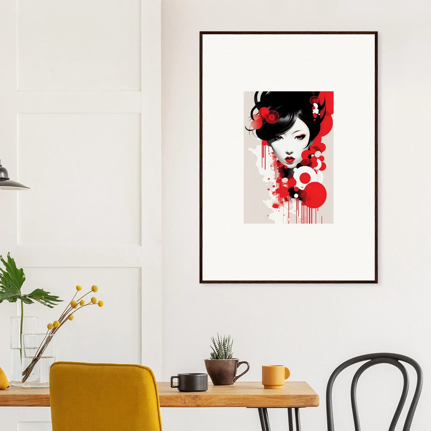 Stylized portrait of a woman in black and red, perfect for Room Decor and Visions Blooming