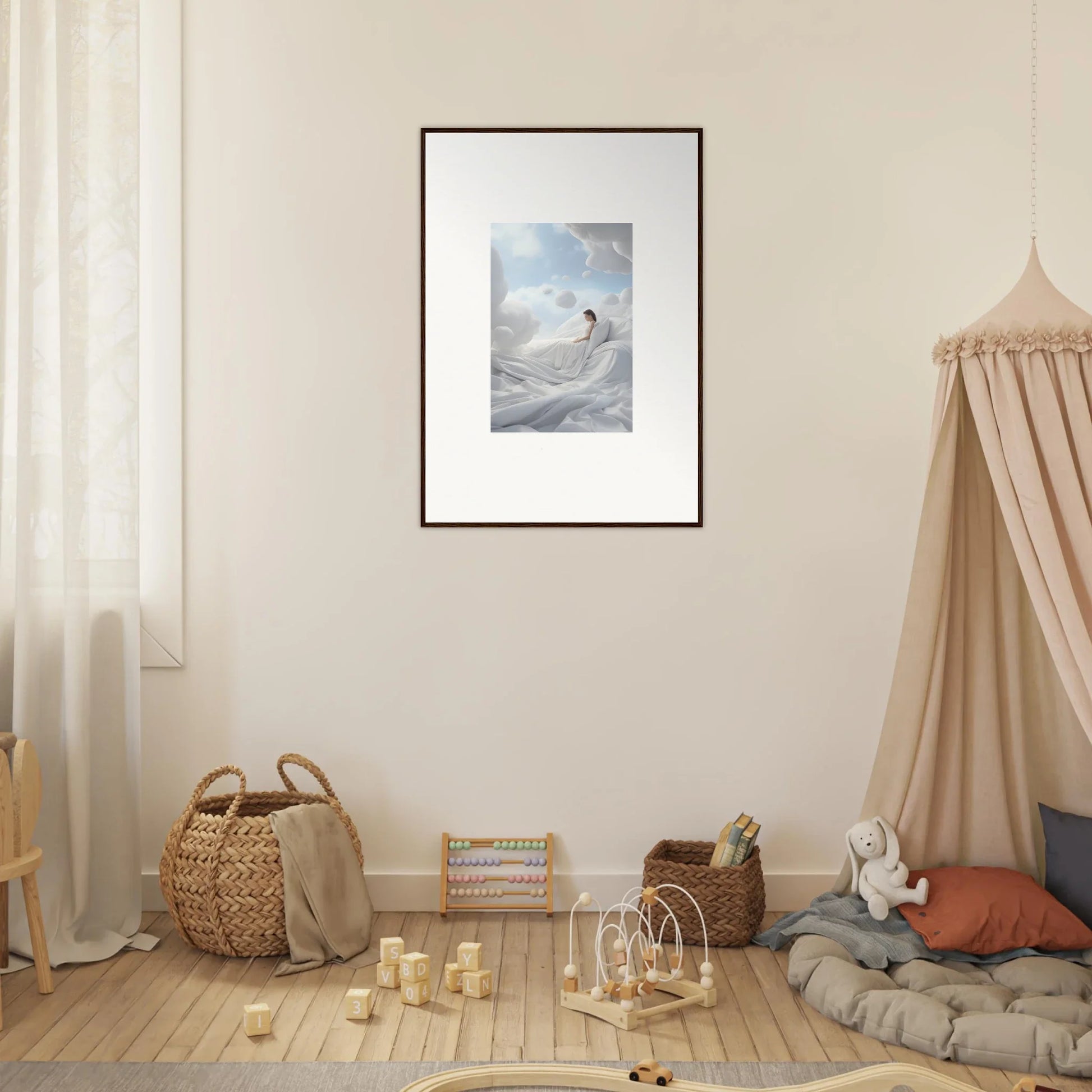 Framed wall art of a surfer on a wave, perfect for cotton dream room decor