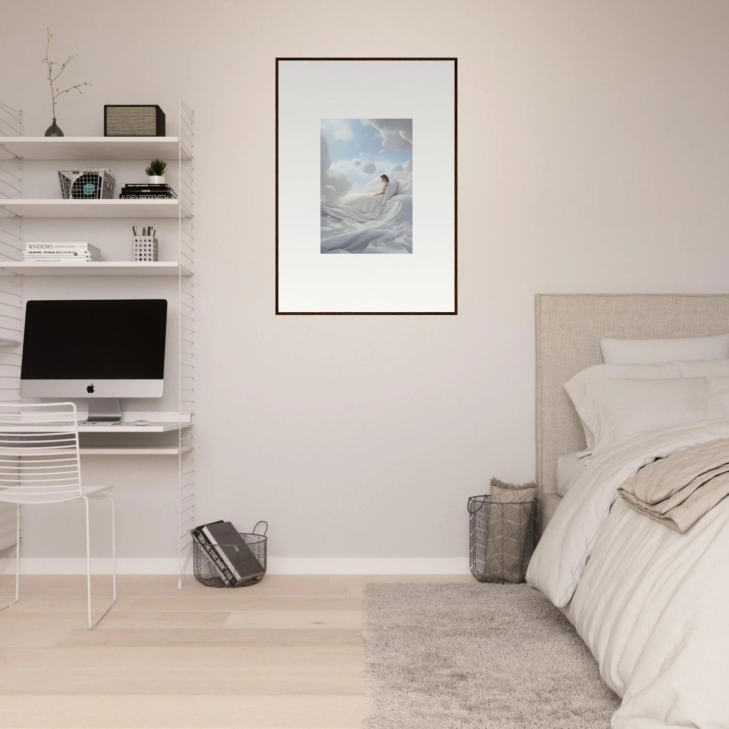 Framed wall art of a surfer riding a wave, perfect for cotton dream room decor