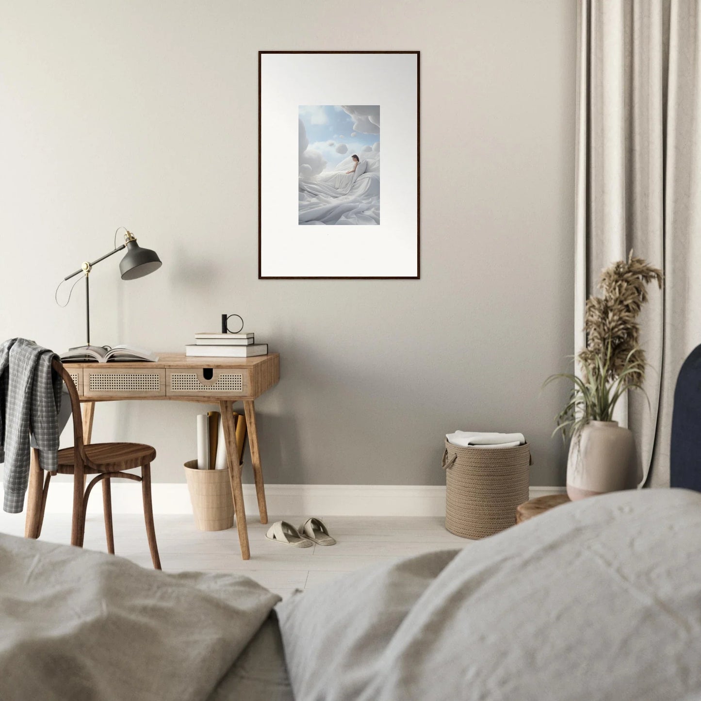 Framed wall art of a surfer riding a wave, ideal for cotton dream room decor