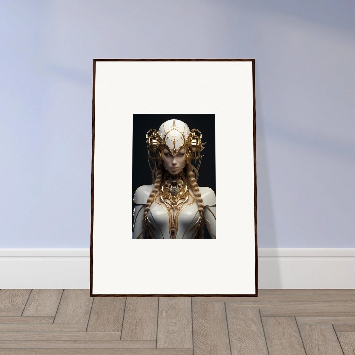 Framed Wall Art of a Surreal Gilded Cosmos Humanoid for Unique Room Decor