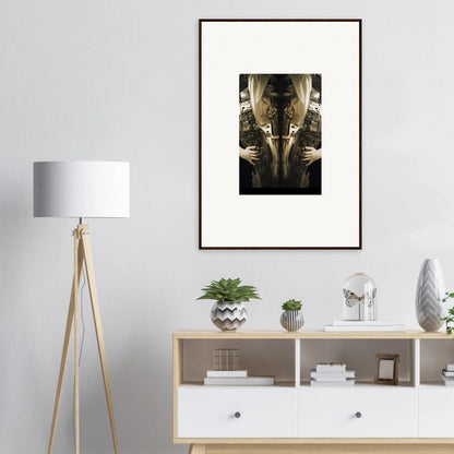 Framed wall art featuring elegant golden abstract design for modern room decor