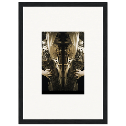 Framed wall art of a mirrored torso and hands, showcasing Entropic Elegance Quandary