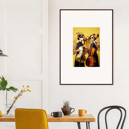 Framed wall art of two dogs playing instruments, perfect for Dive Illusions room decor