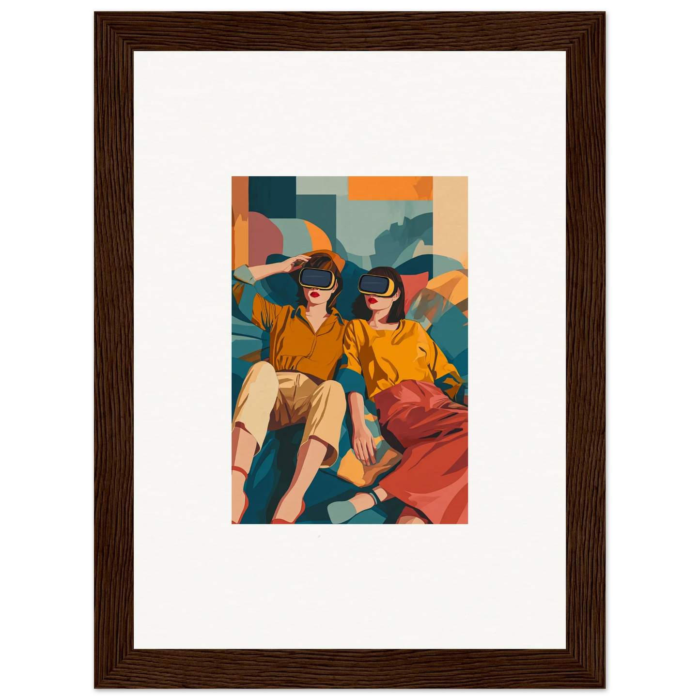 Framed wall art of two people in virtual reality, capturing Matrix Enigma vibes for room decor