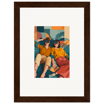 Framed wall art of two people in virtual reality, capturing Matrix Enigma vibes for room decor