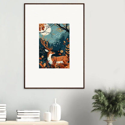 Whimsical forest scene framed wall art featuring a fox and autumn foliage for starlight coalescence room decor