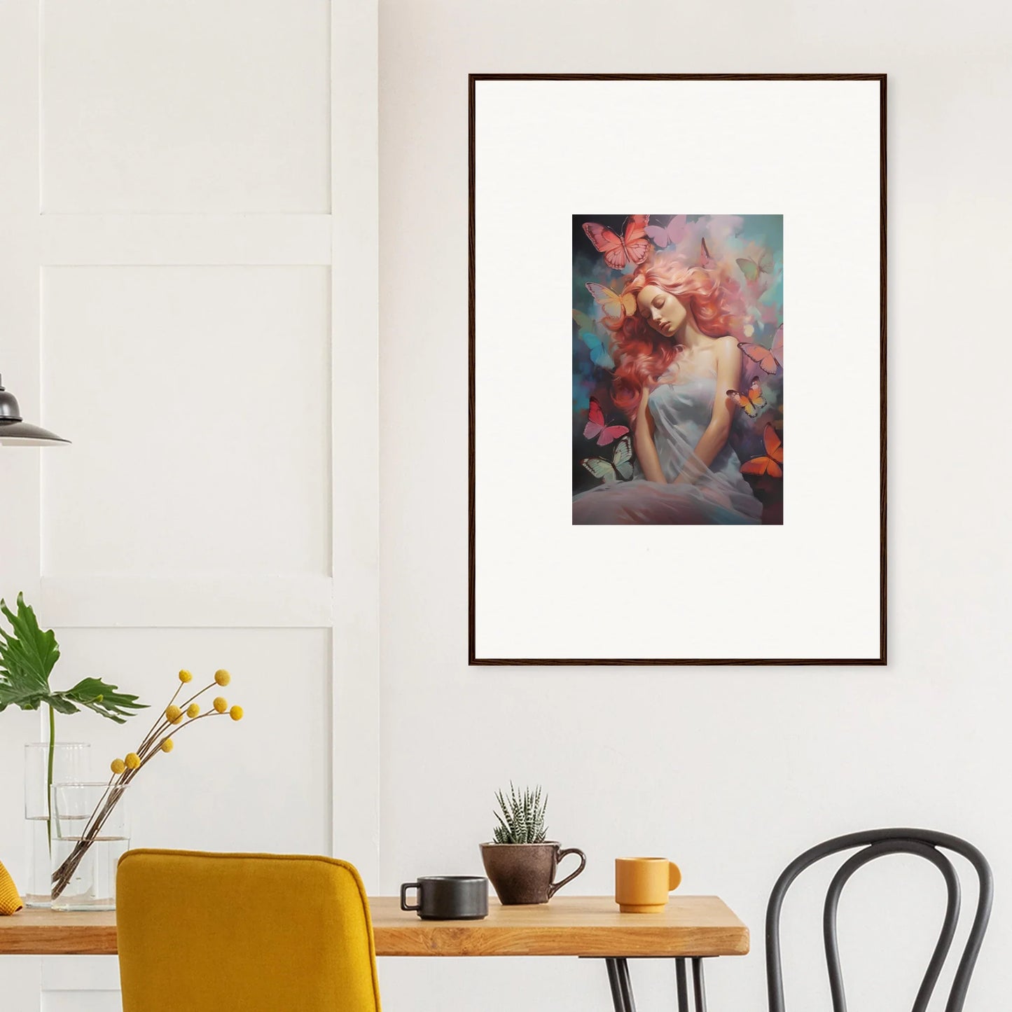 Framed wall art of a woman in a vivid dream stream, perfect for room decor