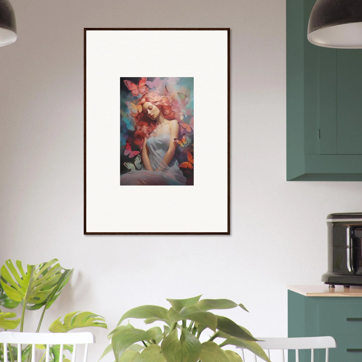 Framed wall art of a woman and floral elements for vibrant room decor in Dream Stream