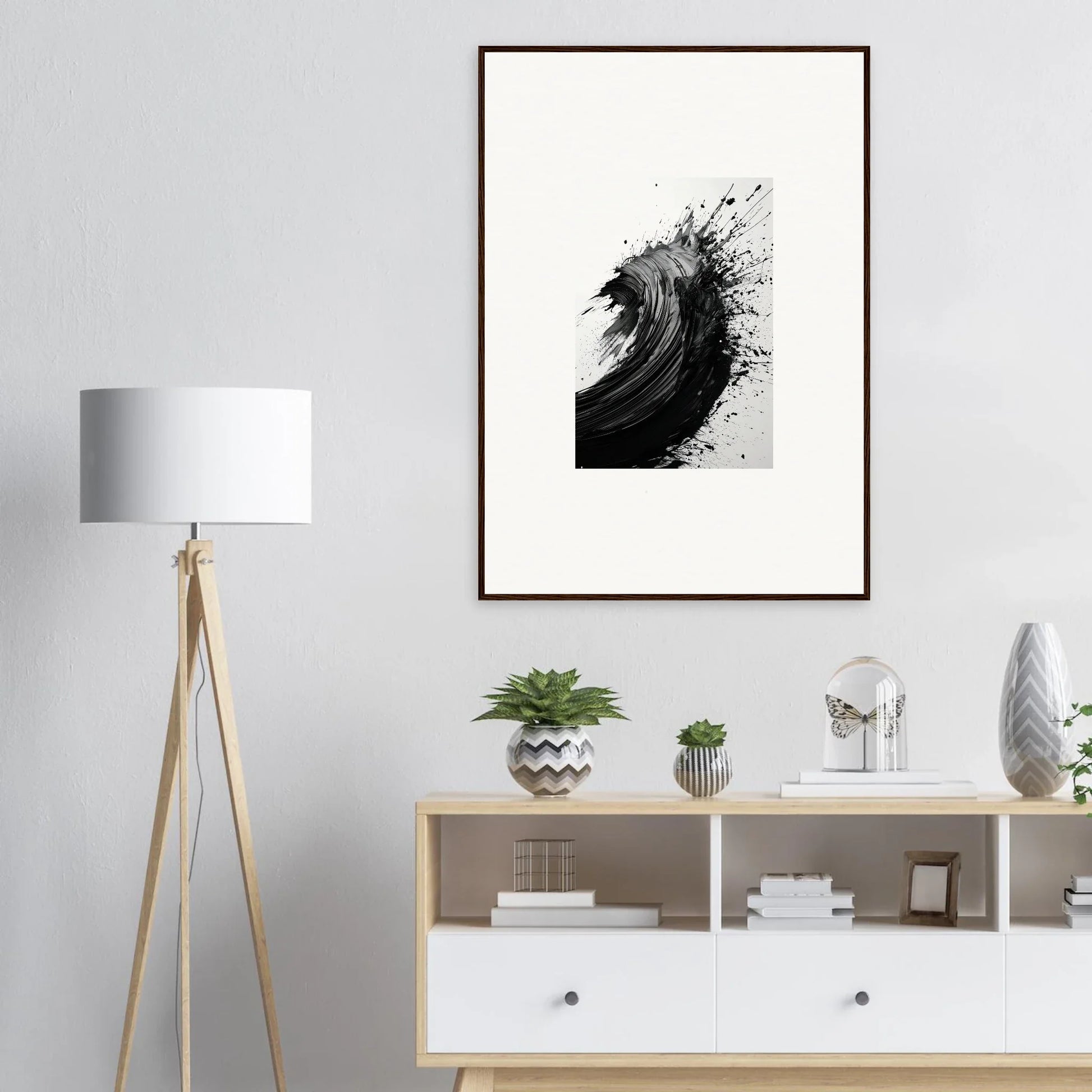 Framed black and white abstract artwork as stunning room decor or canvas prints