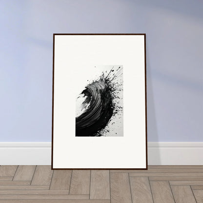 Framed black and white wall art of a powerful ocean wave for stunning room decor