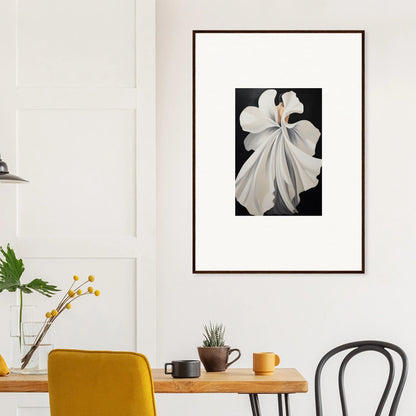 Framed black and white orchid photograph for elegant room decor and canvas waves art