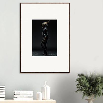 Framed black and white wall art of a silhouetted figure for stylish room decor