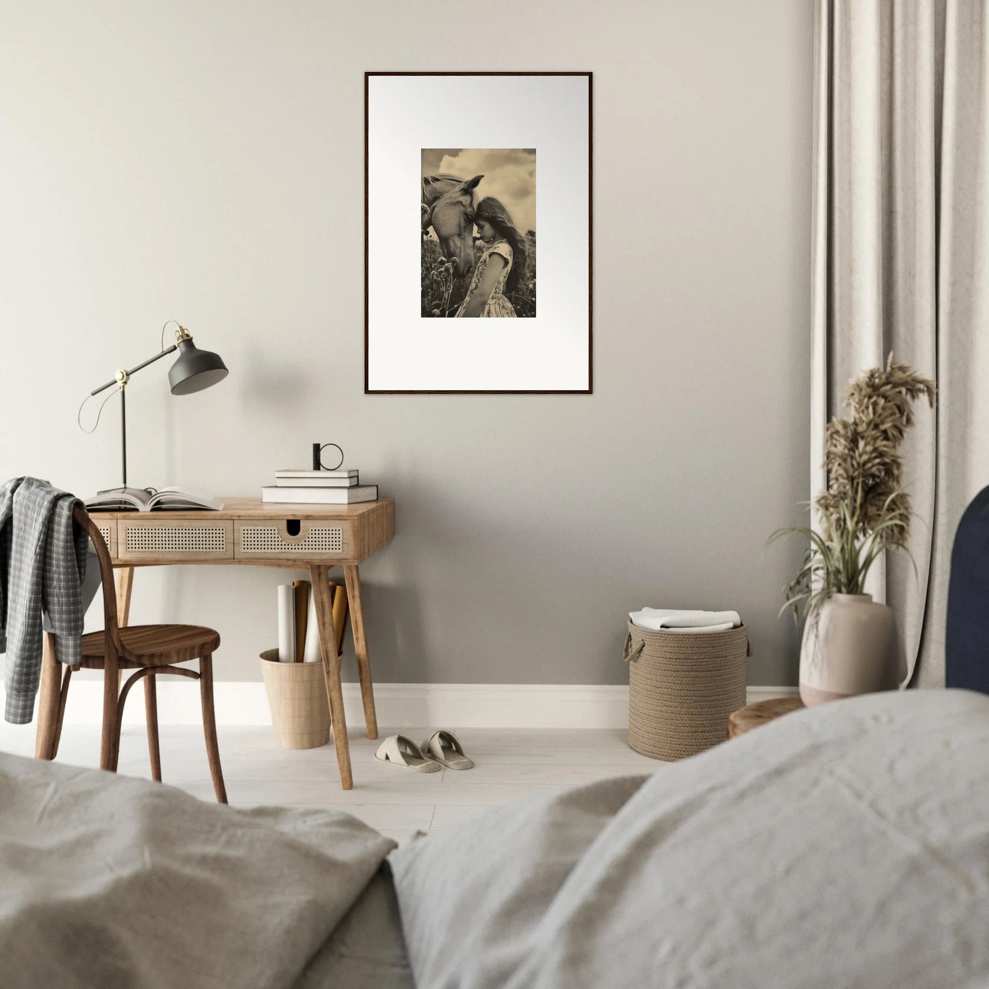 Framed black and white photograph of a couple embracing, perfect room decor for whisper forever