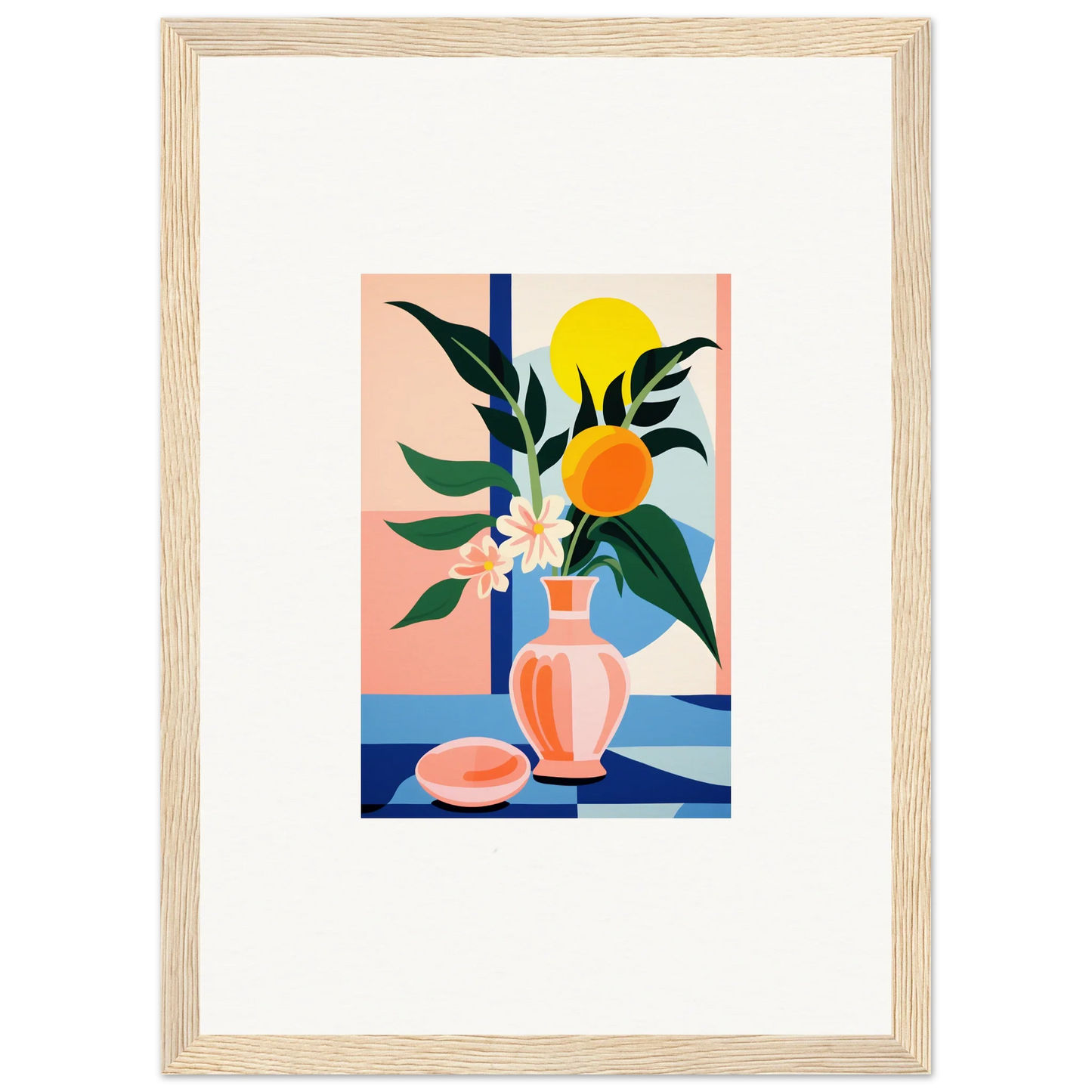 Framed colorful abstract still life painting for unique room decor or canvas prints