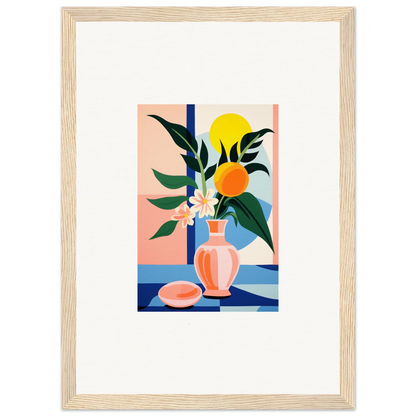 Framed colorful abstract still life painting for unique room decor or canvas prints