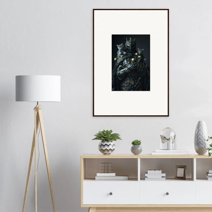 Framed wall art of dark floral design, perfect for stylish room decor