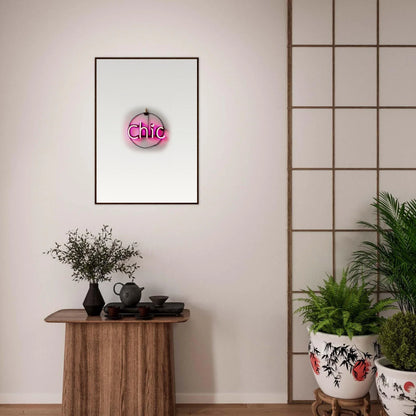 Framed neon pink chic sign for stylish room decor and framed wall art by Espress Plaissant