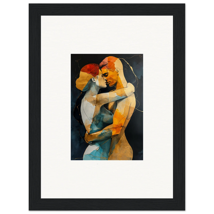 Framed wall art of embracing couple in vibrant colors for stylish room decor