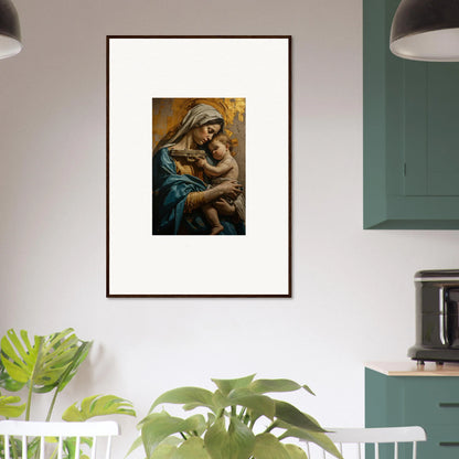 Framed wall art of a woman with a baby reflecting Saints Harmony for stylish room decor