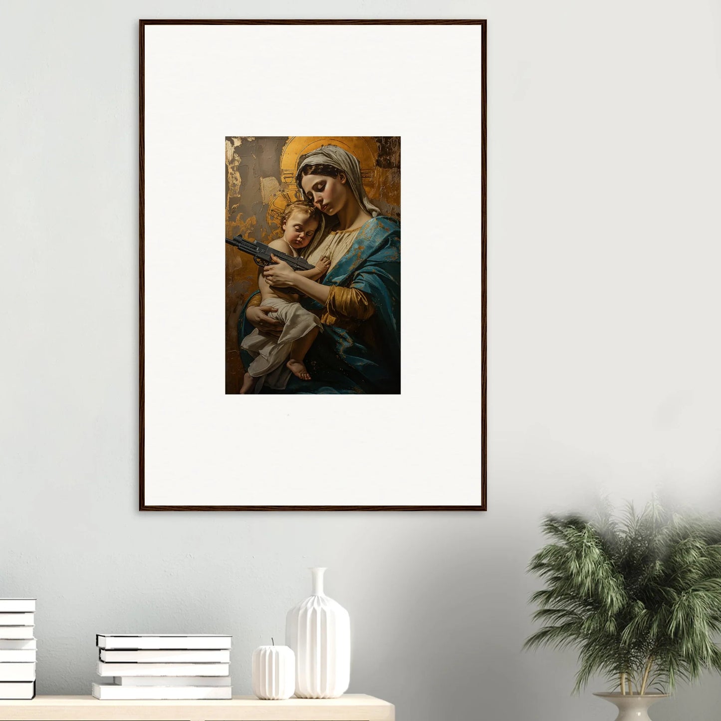 Classical framed wall art of a woman with a baby, perfect for Serenity Spirit room decor