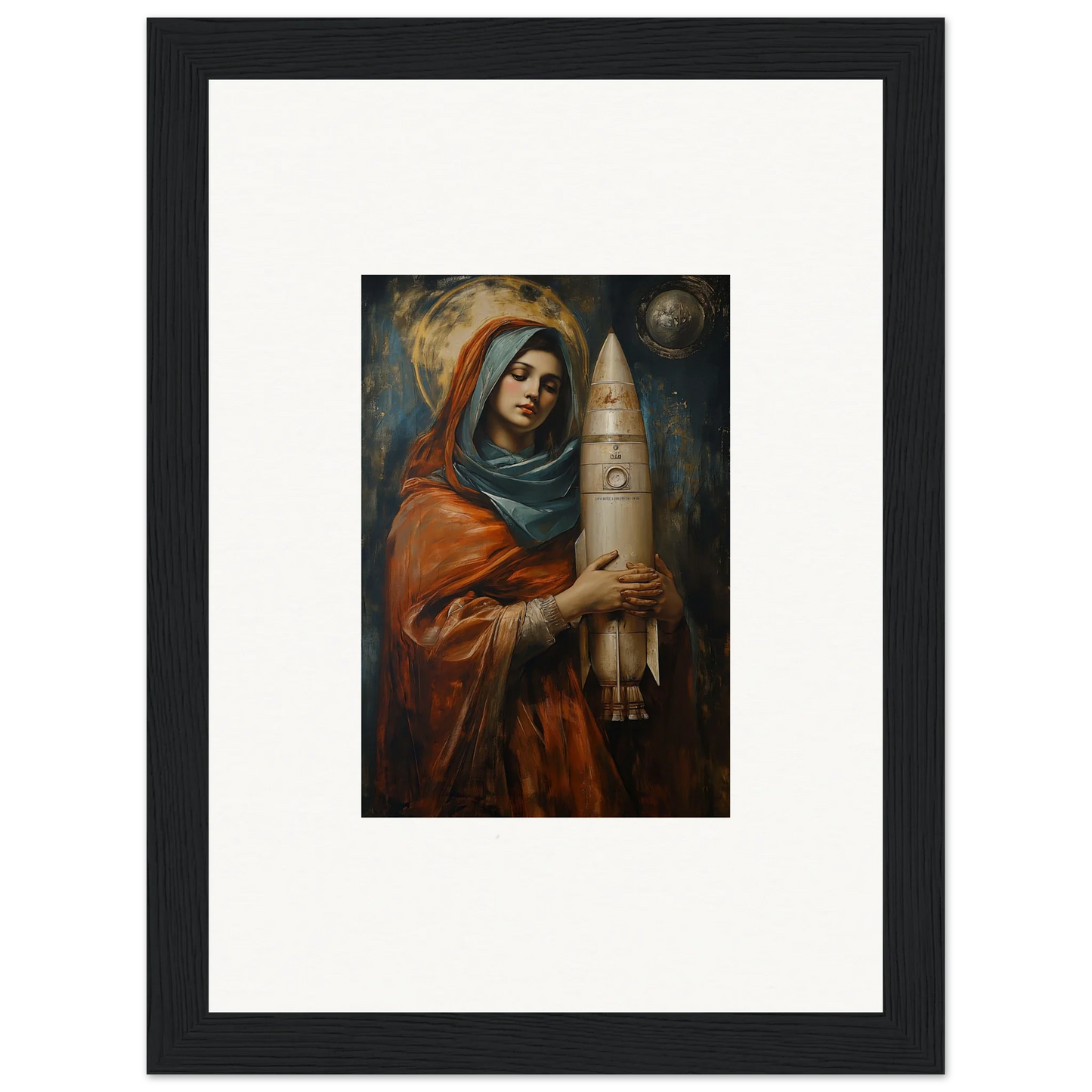 Framed wall art of a woman in robes for elegant room decor from Quantum Atelier