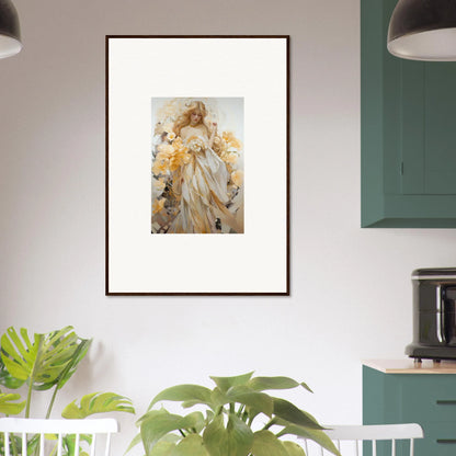 Framed wall art of a woman in a white dress for elegant room decor with Blossom Sway