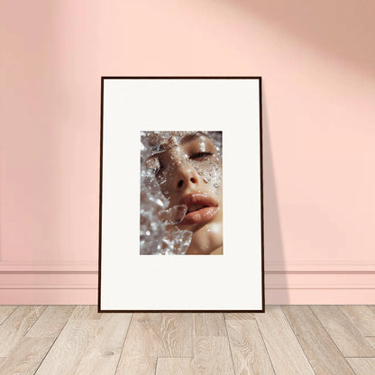 Close-up of lips and nose with water droplets in Whispering Dreamer framed wall art