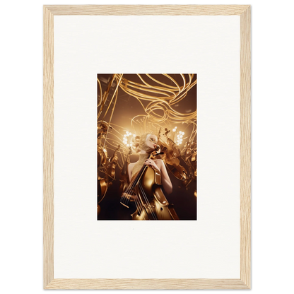 Framed wall art of a golden figure in light streaks for Harmony Enigma room decor