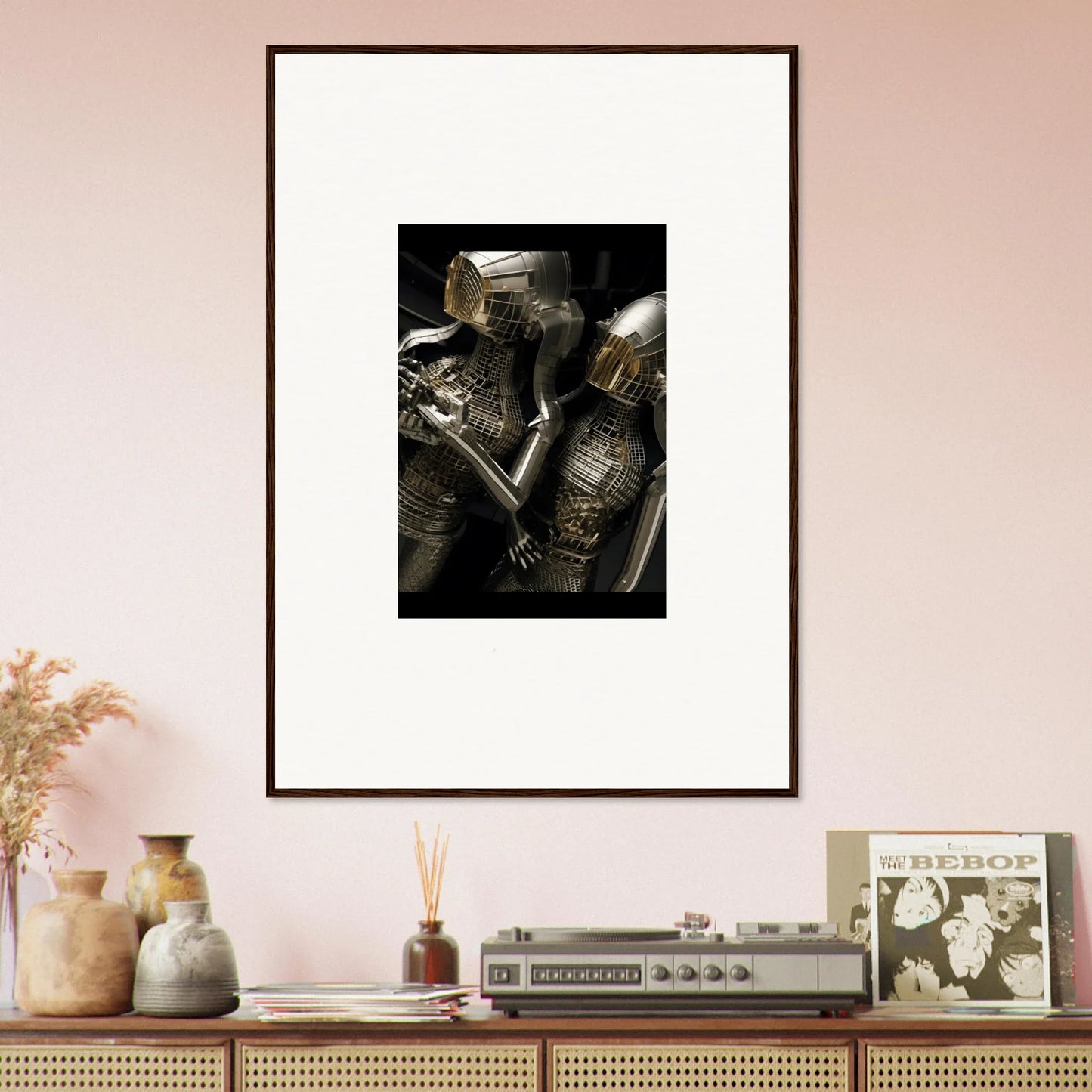 Framed wall art of medieval knight armor pieces for unique room decor and alloy dreams