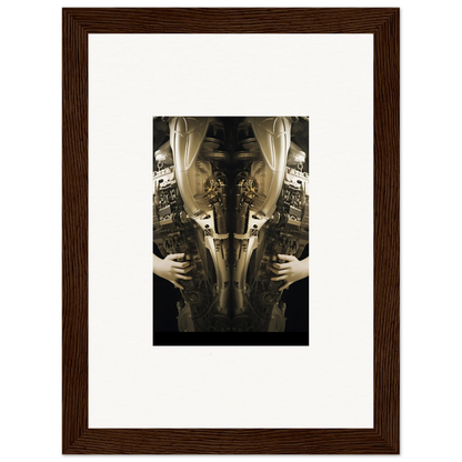 Framed wall art of a mirrored person with an ornate object, showcasing elegance quandary