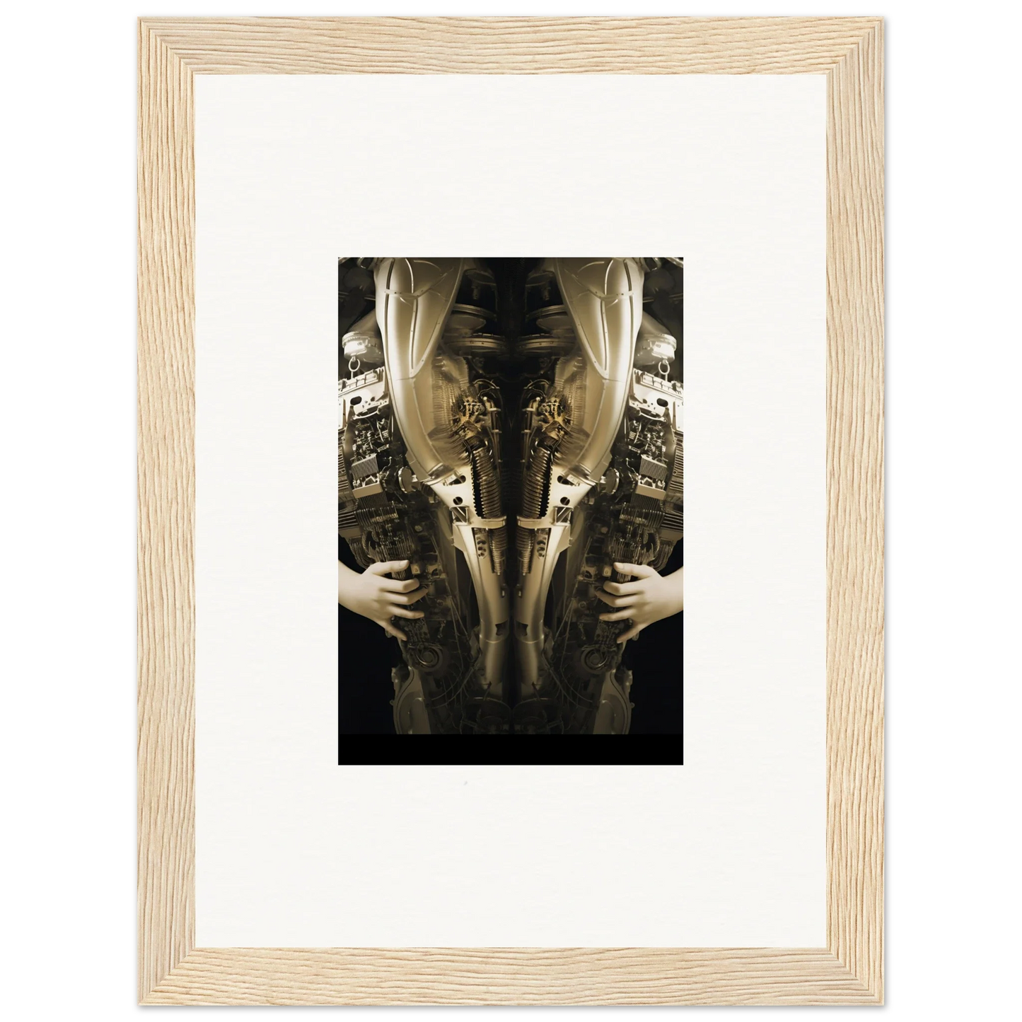 Framed wall art featuring mirrored torso in ornate clothing for elegant room decor